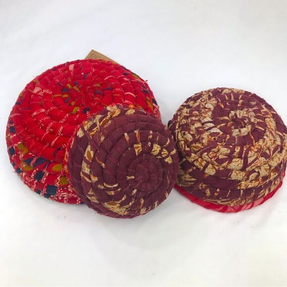 SERRY Set of 3 Chandi Colorful Recycled Sari Sustainable Woven Basket Set NEW - Picture 9 of 16